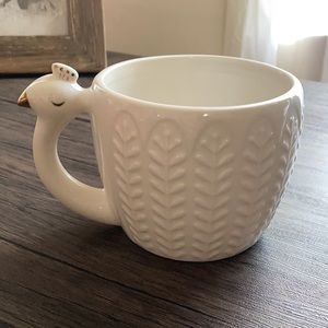 Opalhouse 3-D Peacock White Gold Trim Mug